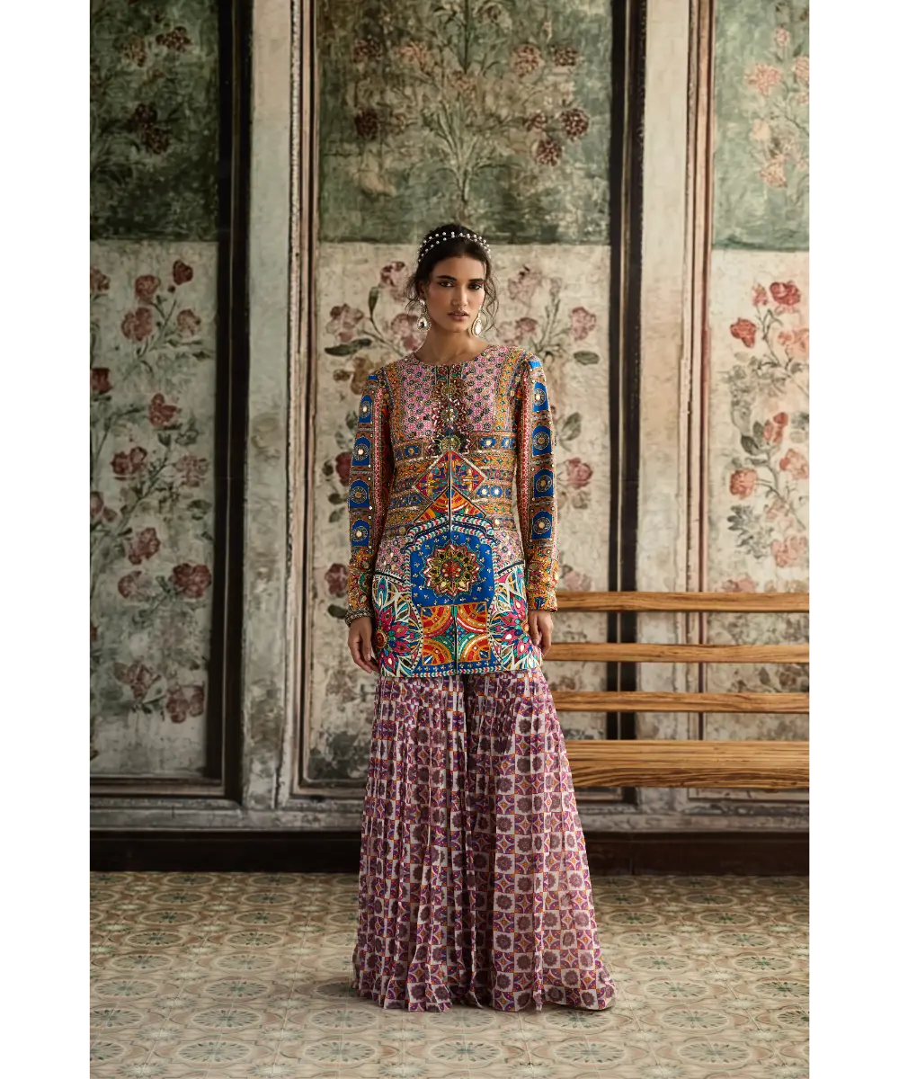 DIYARAJVVIR - MULTI-COLOR  PRINT AND HIGHLIGHTED  JACKET SET